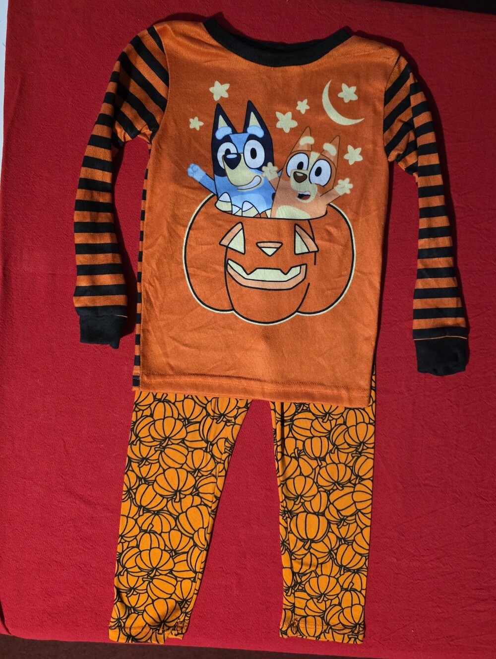MIXED MATCHED Kids' Bluey Top 4T And Orange Pumpkin Pajama Bottoms 3T. NWOT